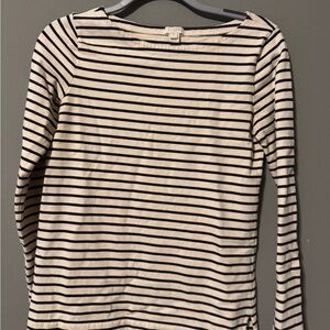 J. Crew Cream and Black Striped Long Sleeve Tee